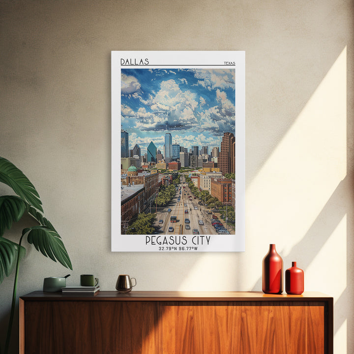 Dallas Travel Poster, Framed Canvas Print, City Travel Poster, Travel Wall Art, Retro Travel Poster, City Wall Art, Gallery Wall Set