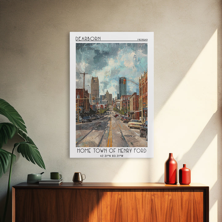 Dearborn Travel Poster, Canvas Print, Vintage Travel Print, City Wall Art, Vintage Posters, Travel Posters, Wall Art, Vintage Poster