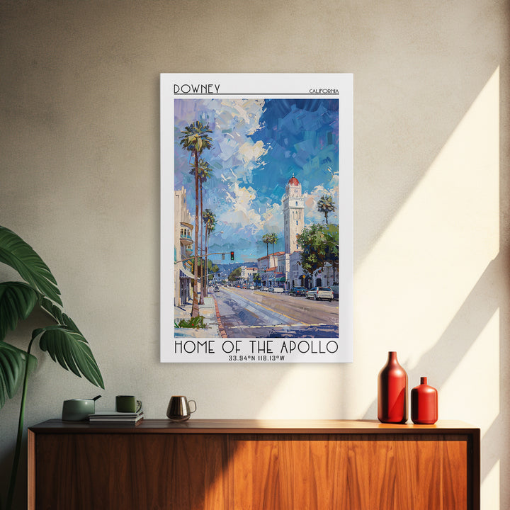 Downey Travel Poster, Framed Canvas Print, City Travel Poster, Travel Wall Art, Vintage Posters, Landscape Art, Vintage Travel Print