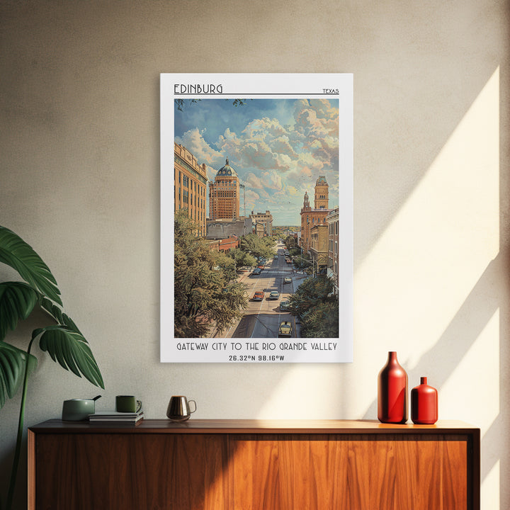 Edinburg Travel Poster, Framed Canvas Print, City Travel Poster, Travel Wall Art, Poster Print, Fine Art Print, Living Room Wall Art