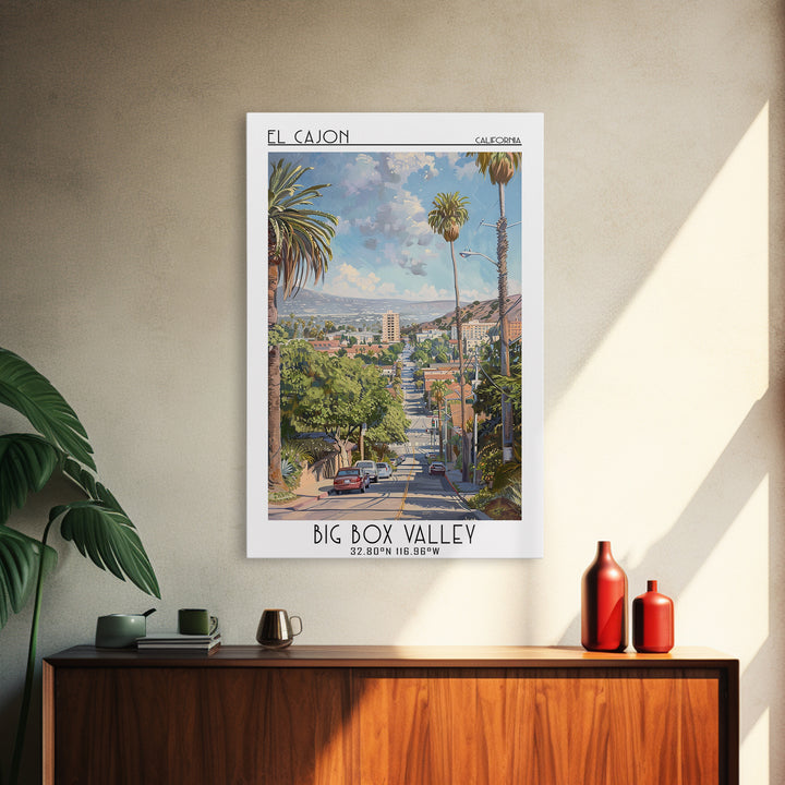 El Cajon Travel Poster, Framed Canvas Print, Travel Art Print, Modern Wall Decor, Travel Decor, Home Office Decor, Travel Wall Decor