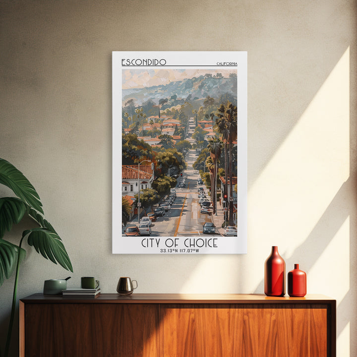 Escondido Travel Poster, Canvas Print, Retro Travel Poster, City Wall Art, Travel Art Print, Home Office Decor, Living Room Wall Art