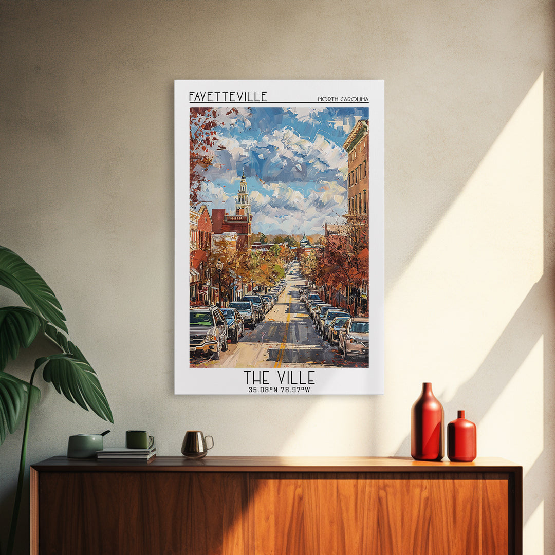 Fayetteville Travel Poster, Canvas Print, City Travel Poster, Travel Wall Art, Minimalist Poster, Vintage Travel, Vintage Travel Art