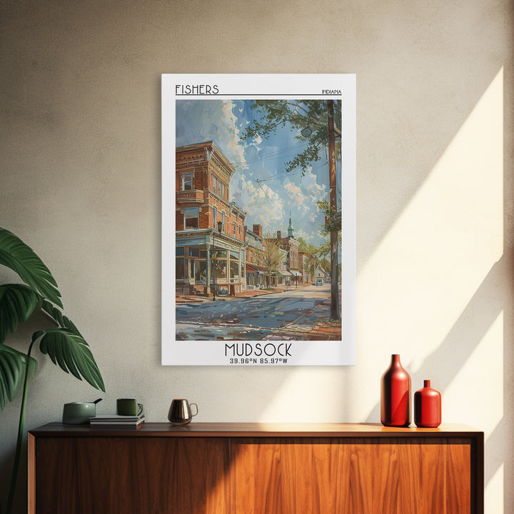 Fishers Travel Poster, Framed Canvas Print, Retro Travel Poster, City Wall Art, Landscape Art, Vintage City Poster, Travel Art Print
