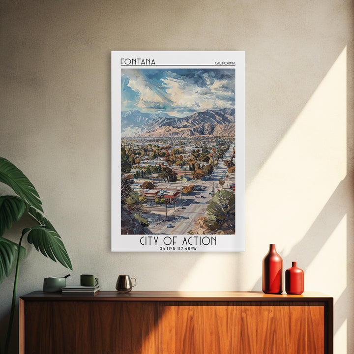 Fontana Travel Poster, Framed Canvas Print, City Art Print, Travel Wall Art, Art Print, Travel Art Print, Travel Decor, Poster Print