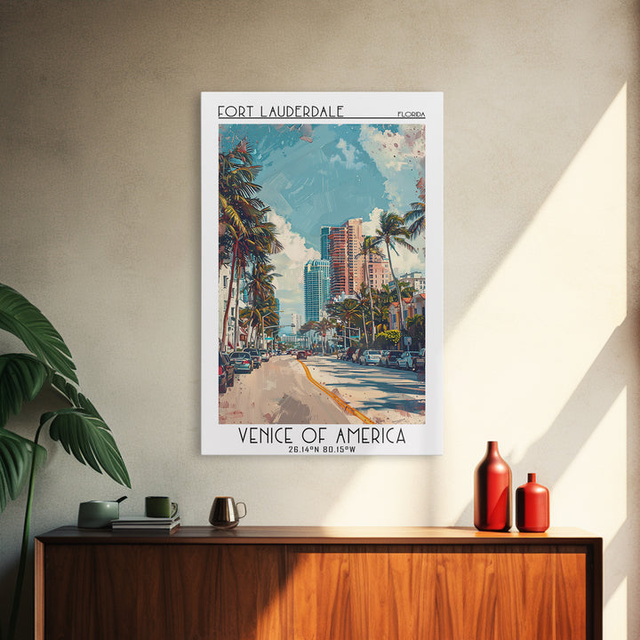 Fort Lauderdale Travel Poster, Framed Canvas Print, City Art Print, Travel Wall Art, Poster Art, Travel Art Print, Modern Wall Decor