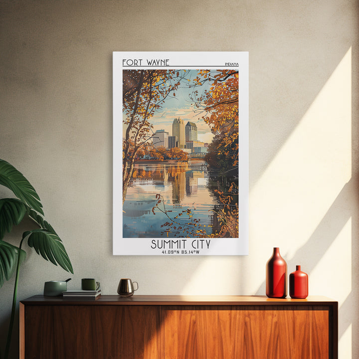 Fort Wayne Travel Poster, Canvas Print, Travel Wall Art, City Wall Art, Travel Posters, Home Office Decor, Wall Art, Wanderlust Gift