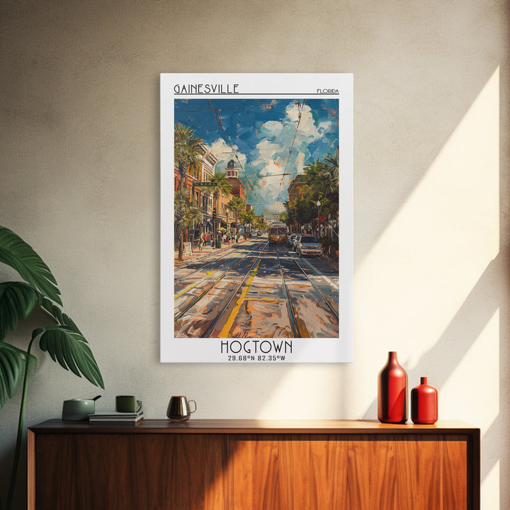 Gainesville Travel Poster, Canvas Print, Poster Print, Travel Wall Art, Retro Travel Print, Vintage Travel, Wall Art, Fine Art Print