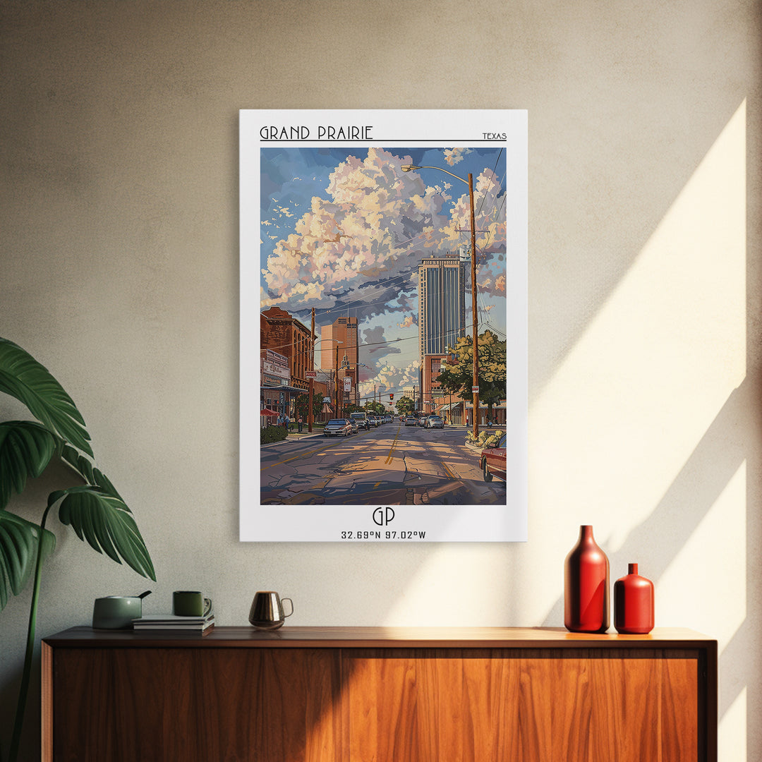 Grand Prairie Travel Poster, Canvas Print, Travel Wall Art, City Wall Art, Vintage Travel Print, Gallery Wall Set, Minimalist Poster
