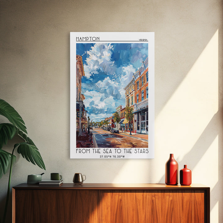 Hampton Travel Poster, Canvas Print, Travel Wall Decor, Minimalist Poster, Gallery Wall Set, Travel Print, Retro Wall Art, Art Print