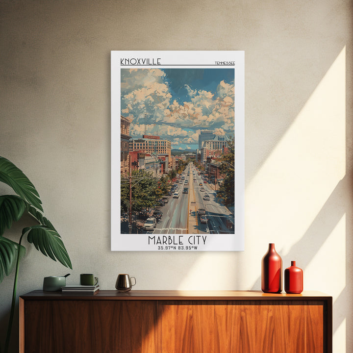 Knoxville Travel Poster, Framed Canvas Print, City Art Print, Travel Wall Art, City Wall Art, Vintage City Poster, City Illustration