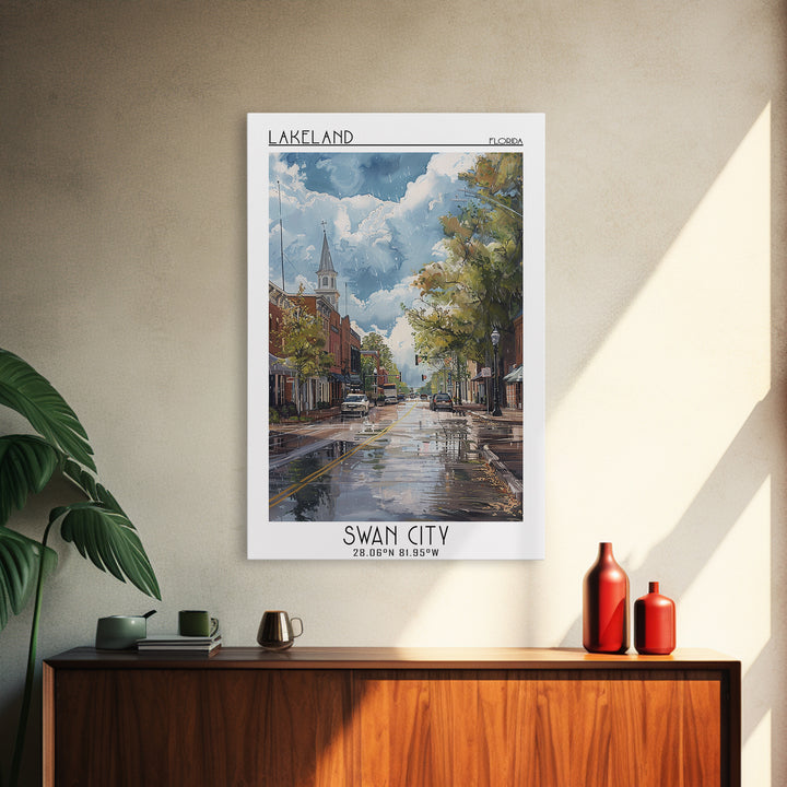 Lakeland Travel Poster, Canvas Print, City Art Print, Travel Wall Art, Retro Travel Poster, Travel Posters, Art Print, Landscape Art