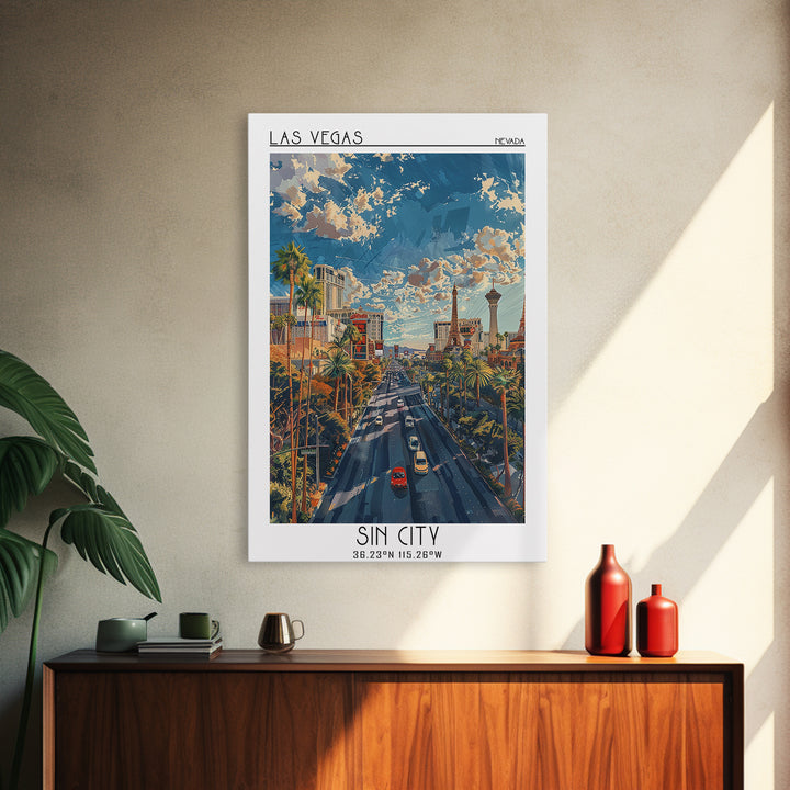Las Vegas Travel Poster, Framed Canvas Print, Retro Wall Art, Travel Print, Wall Art, Vintage Travel, Gallery Wall Set, Poster Print