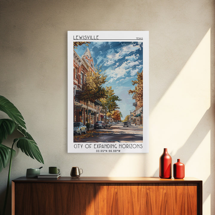 Lewisville Travel Poster, Framed Canvas Print, Travel Art Print, Modern Wall Decor, Minimalist Poster, Travel Wall Art, Poster Print