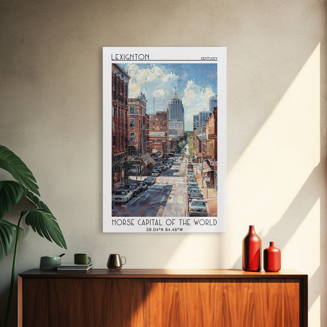 Lexington Travel Poster, Framed Canvas Print, Travel Art Print, Modern Wall Decor, Retro Travel Print, Home Decor, Travel Wall Decor