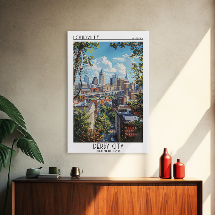 Louisville Travel Poster, Framed Canvas Print, Travel Wall Art, City Wall Art, City Travel Poster, Vintage Travel Art, Travel Prints