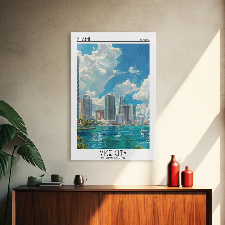 Miami Travel Poster, Canvas Print, City Travel Poster, Travel Wall Decor, Wall Art, Poster Print, Modern Wall Decor, Travel Wall Art