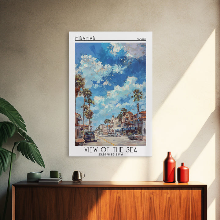 Miramar Travel Poster, Framed Canvas Print, City Travel Poster, Travel Wall Art, Modern Wall Decor, Minimalist Poster, Landscape Art