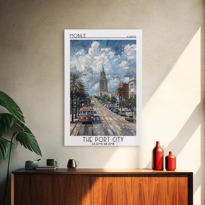 Mobile Travel Poster, Framed Canvas Print, Poster Print, Travel Wall Art, Colorful Wall Art, Home Office Decor, Mid Century Wall Art