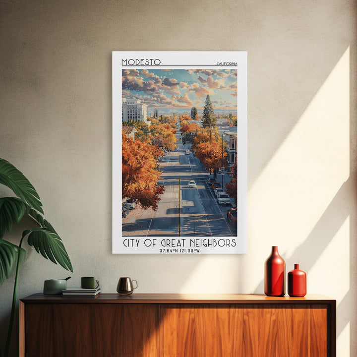 Modesto Travel Poster, Canvas Print, City Art Print, Travel Wall Art, Poster Art, Watercolor Cityscape, City Travel Poster, Wall Art