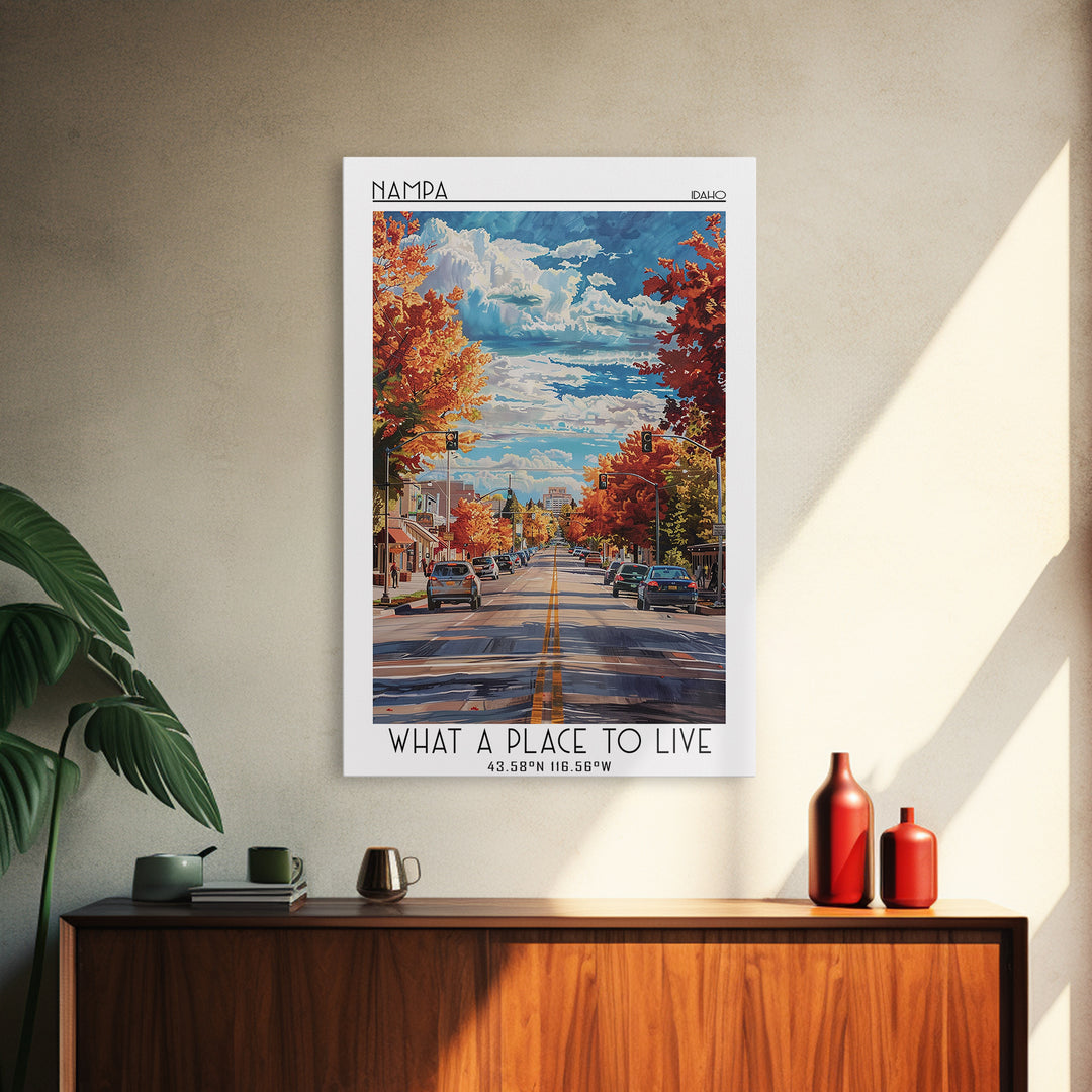Nampa Travel Poster, Framed Canvas Print, City Travel Poster, Travel Wall Art, Fine Art Print, Retro Travel Print, Minimalist Poster