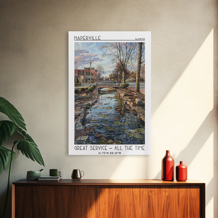 Naperville Travel Poster, Framed Canvas Print, Travel Wall Art, City Wall Art, Retro Travel Poster, Retro Travel Print, Travel Print