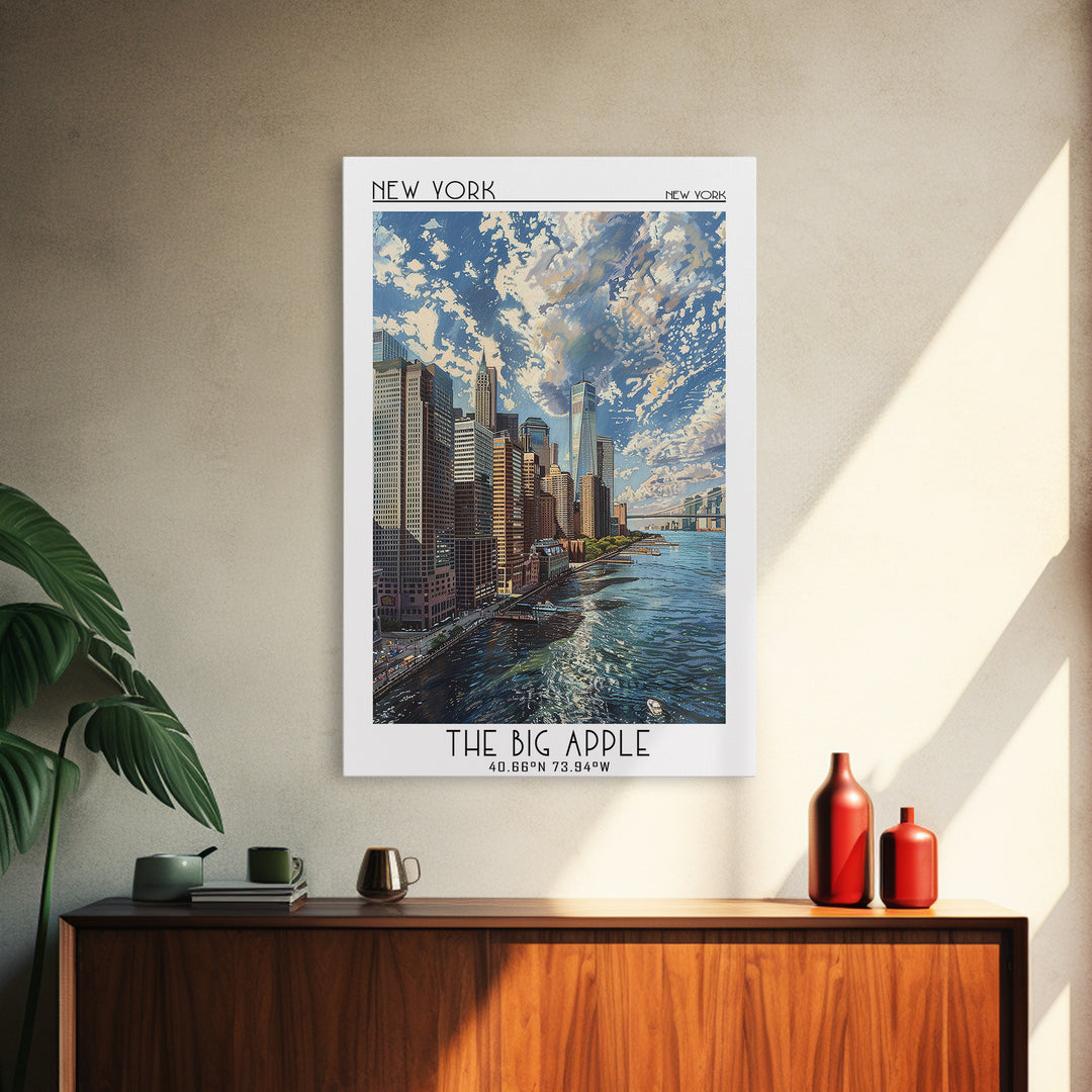 New York Travel Poster, Framed Canvas Print, Vintage Travel Print, City Wall Art, City Art Print, Retro Wall Art, City Travel Poster