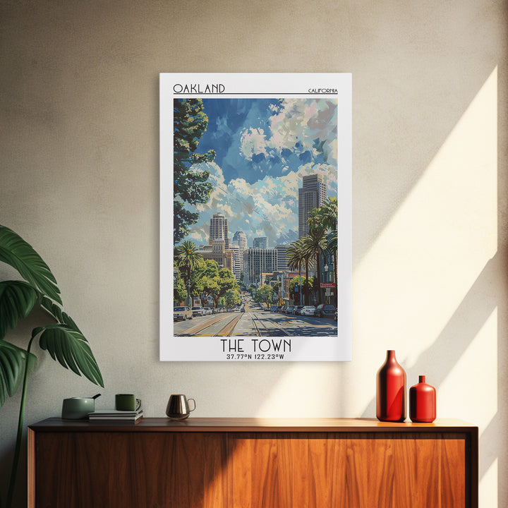 Oakland Travel Poster, Framed Canvas Print, City Travel Poster, Travel Wall Art, Living Room Wall Art, Home Decor, Colorful Wall Art