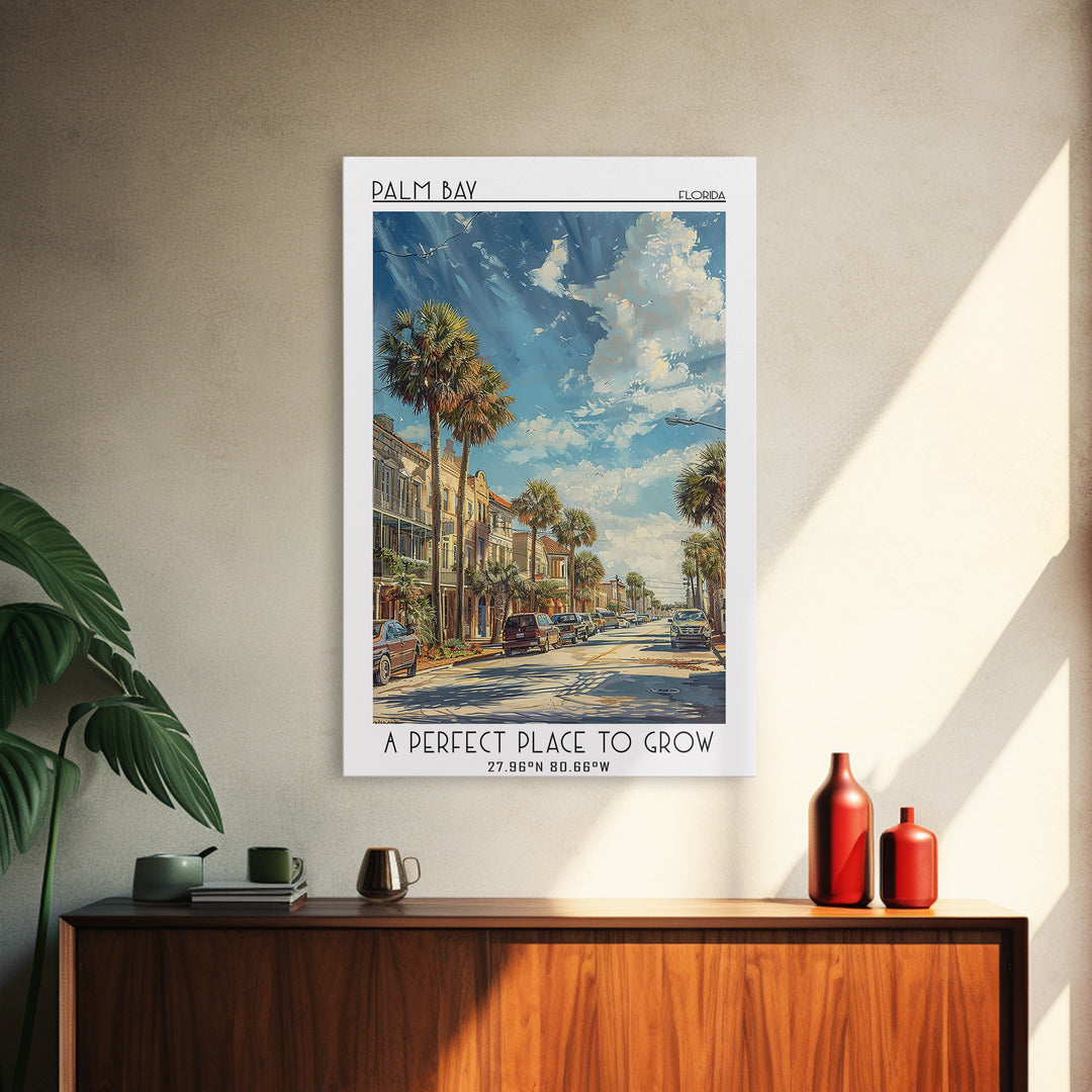 Palm Bay Travel Poster, Canvas Print, City Travel Poster, Travel Wall Decor, Retro Wall Art, Retro Travel Poster, Retro Travel Print