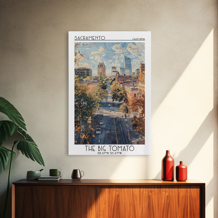 Sacramento Travel Poster, Framed Canvas Print, Travel Prints, Landscape Art, Fine Art Print, Retro Travel Print, Retro Travel Poster