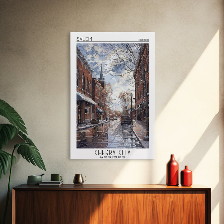 Salem Travel Poster, Canvas Print, Retro Wall Art, Travel Print, Retro Travel Poster, Wall Art, City Illustration, Minimalist Poster