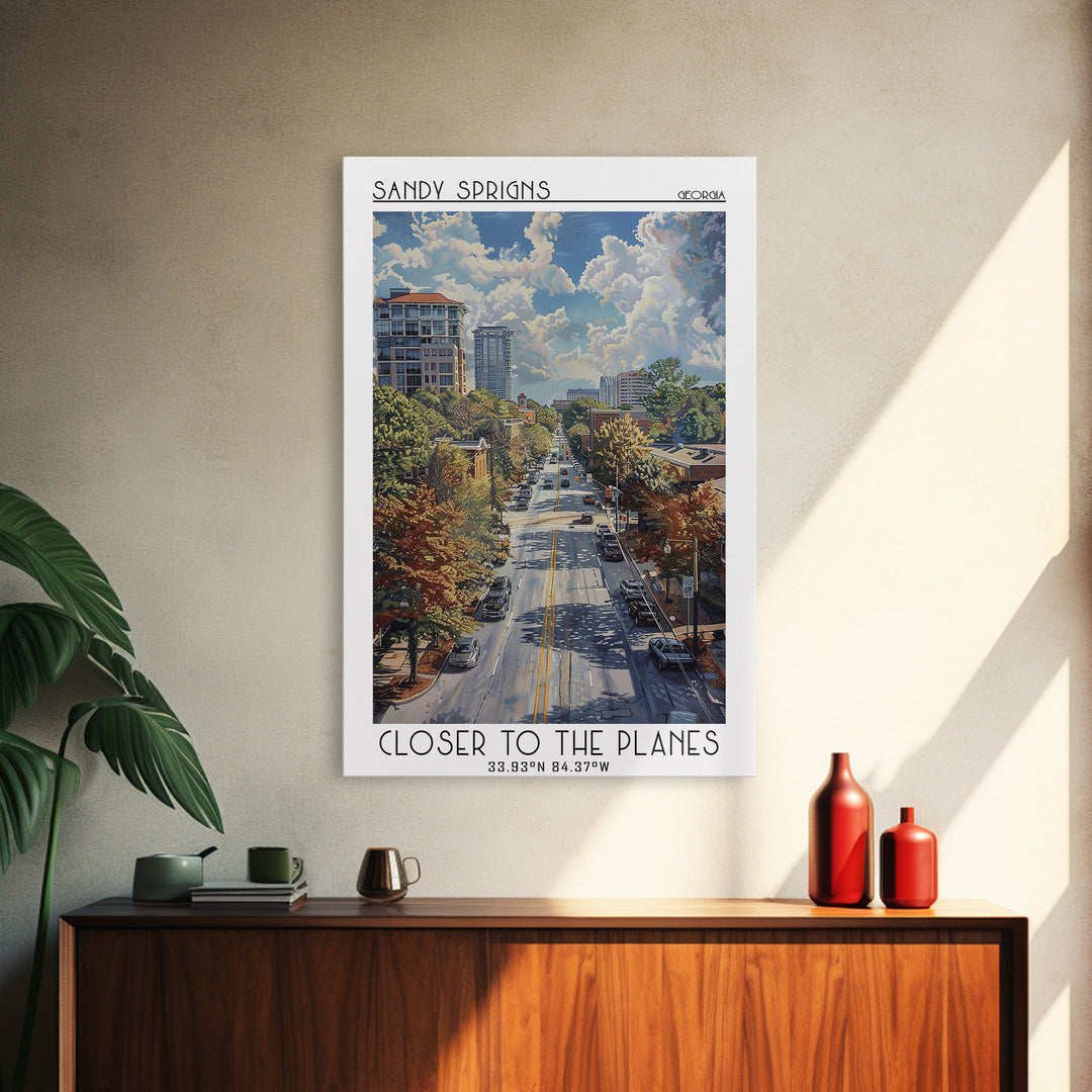 Sandy Springs Travel Poster, Canvas Print, Travel Prints, Landscape Art, City Wall Art, Colorful Wall Art, Retro Wall Art, Art Print