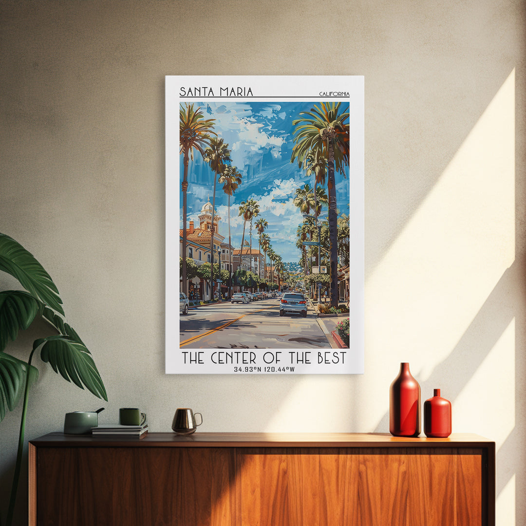 Santa Maria Travel Poster, Framed Canvas Print, City Travel Poster, Travel Wall Decor, Minimalist Poster, Poster Print, Travel Print