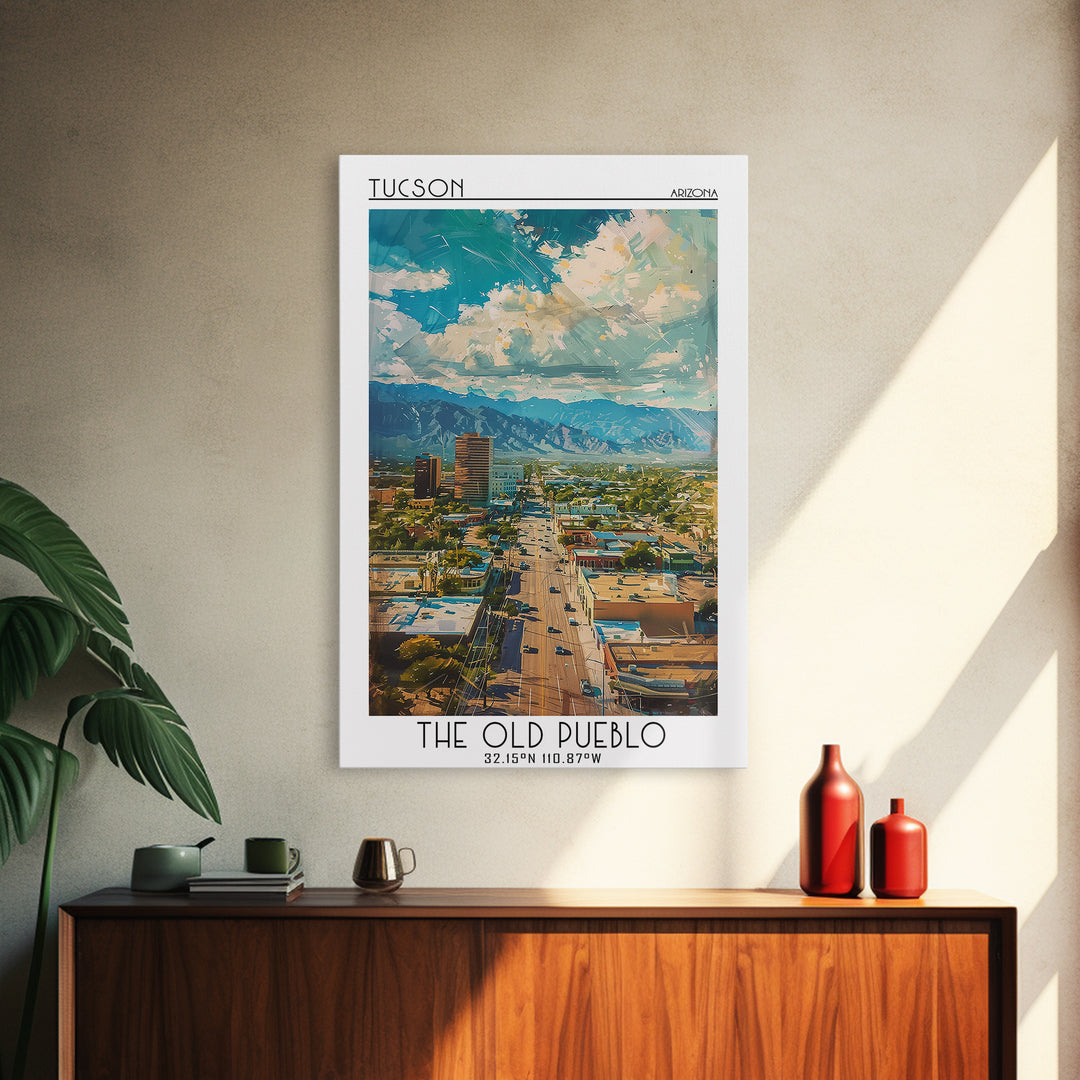 Tucson Travel Poster, Canvas Print, City Art Print, Travel Wall Art, Retro Travel Print, Travel Decor, Poster Art, Modern Wall Decor