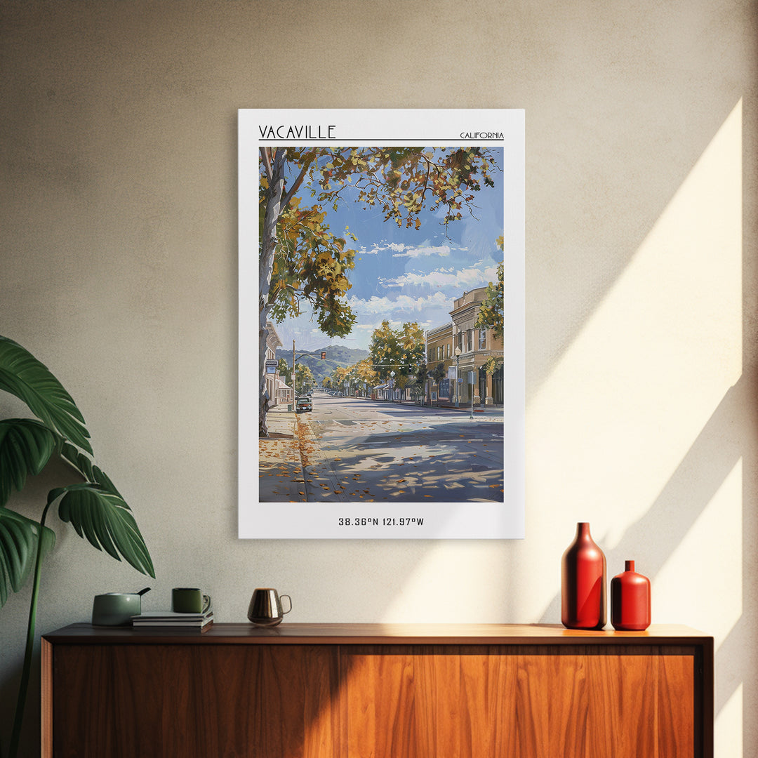 Vacaville Travel Poster, Canvas Print, Travel Wall Art, City Wall Art, Living Room Wall Art, Wall Art, Home Decor, City Illustration