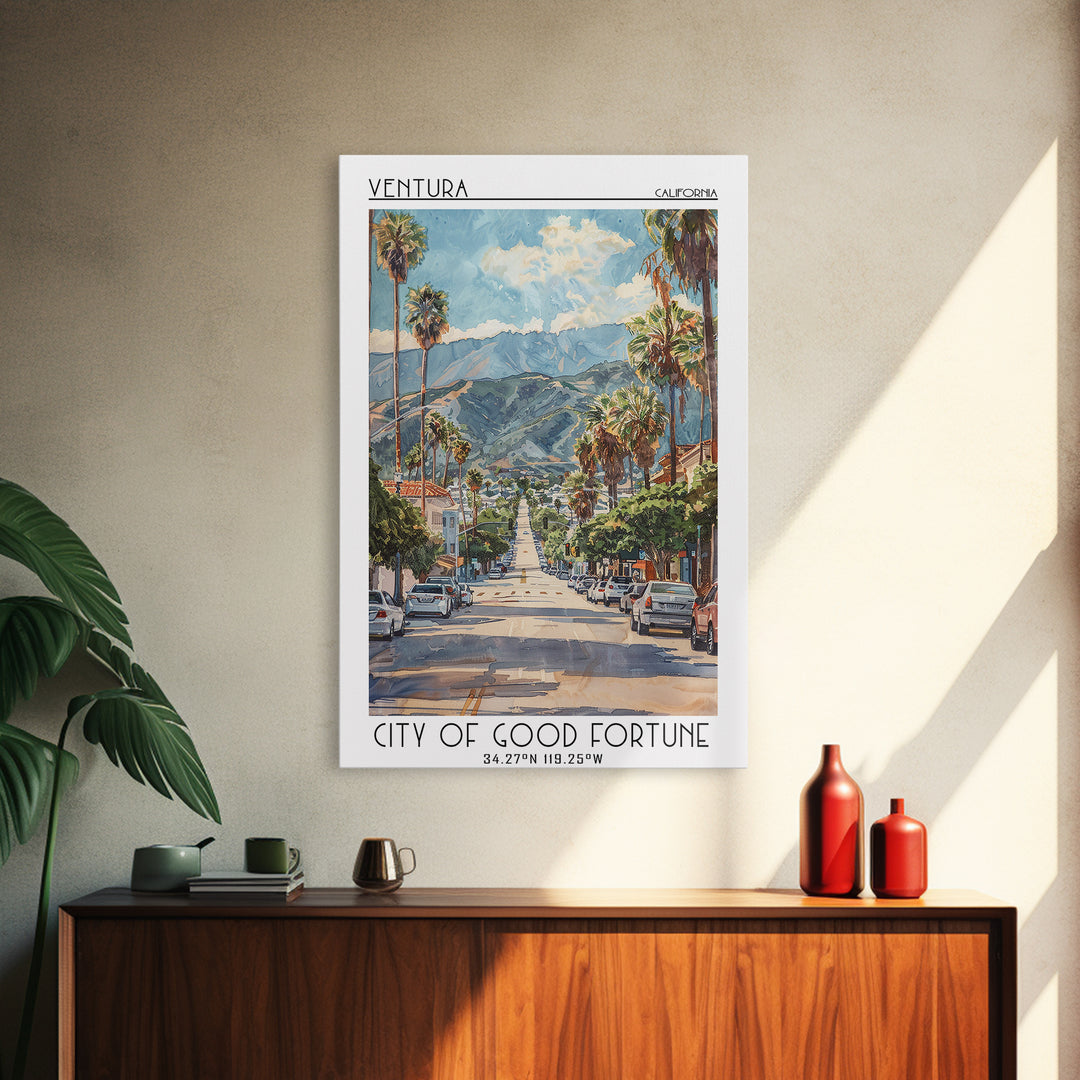 Ventura Travel Poster, Canvas Print, City Travel Poster, Travel Wall Art, Travel Art Print, Home Decor, Travel Prints, Landscape Art