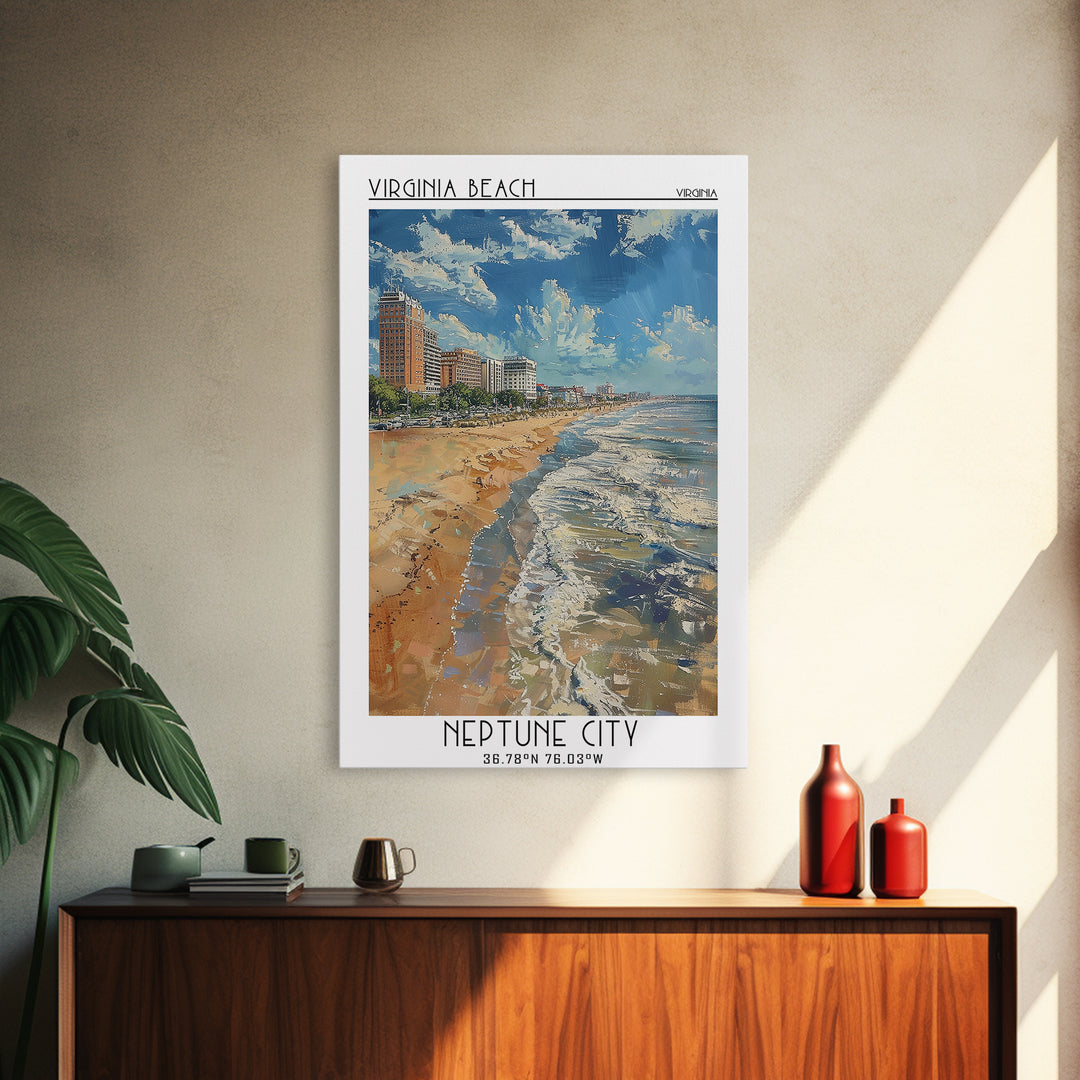 Virginia Beach Travel Poster, Canvas Print, City Travel Poster, Travel Wall Art, Vintage City Poster, Vintage Travel, City Art Print