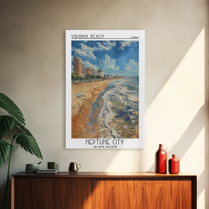 Virginia Beach Travel Poster, Canvas Print, City Travel Poster, Travel Wall Art, Vintage City Poster, Vintage Travel, City Art Print
