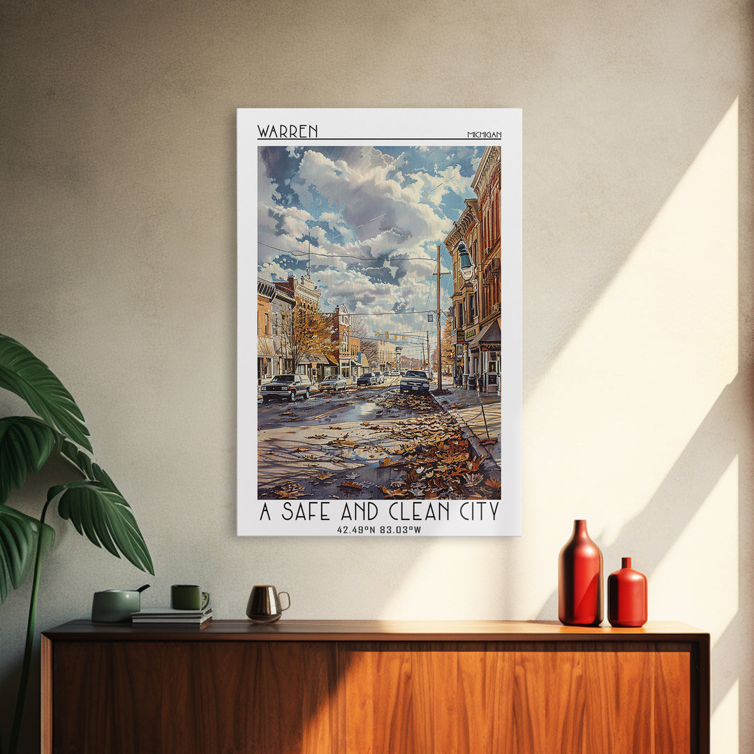 Warren Travel Poster, Canvas Print, City Travel Poster, Vintage City Poster, Minimalist Poster, City Art Print, Living Room Wall Art