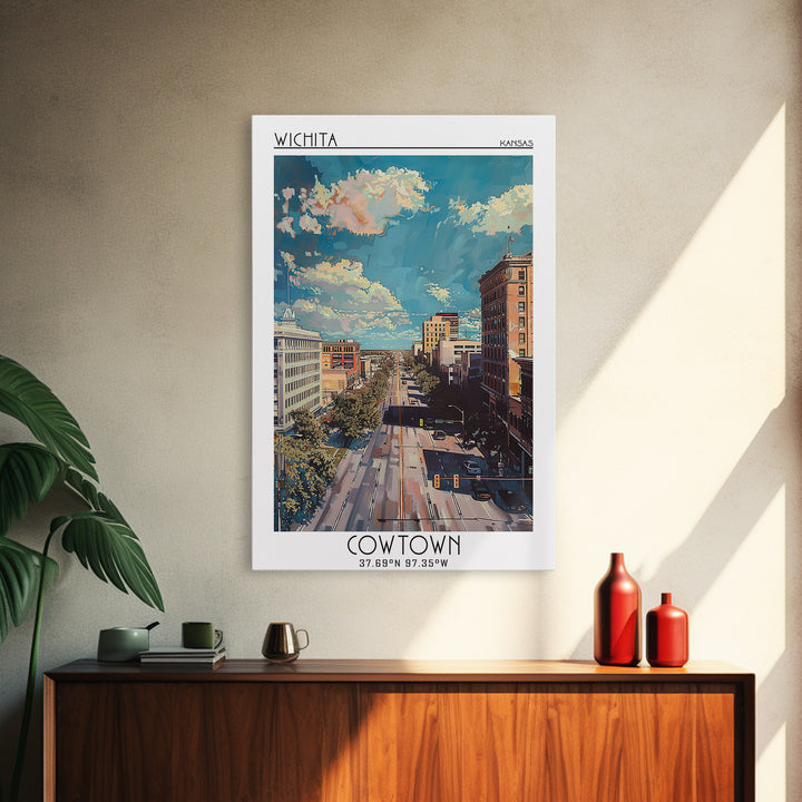 Wichita Travel Poster, Framed Canvas Print, City Art Print, Travel Wall Art, Gallery Wall Set, Modern Wall Decor, City Travel Poster