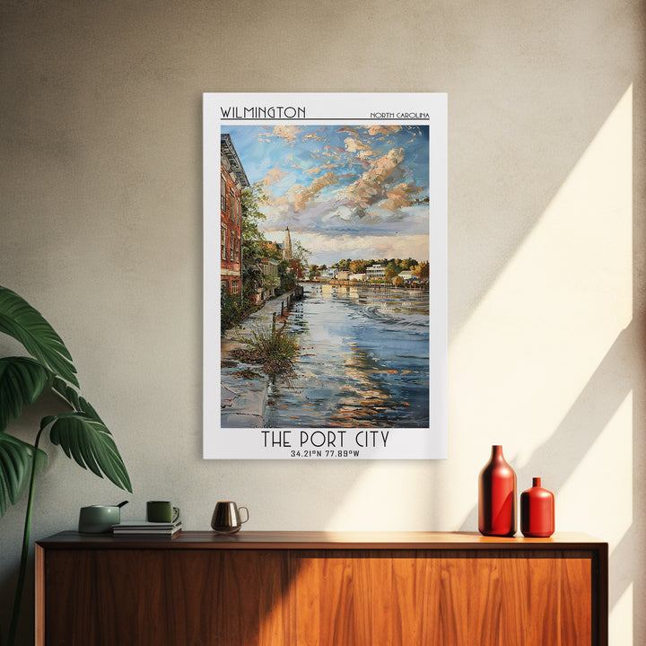 Wilmington Travel Poster, Framed Canvas Print, Travel Wall Art, City Wall Art, Minimalist Poster, Vintage Posters, City Illustration