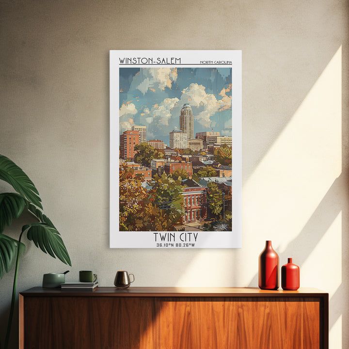 Winston-Salem Travel Poster, Canvas Print, City Travel Poster, Travel Wall Decor, Colorful Wall Art, City Art Print, Travel Wall Art