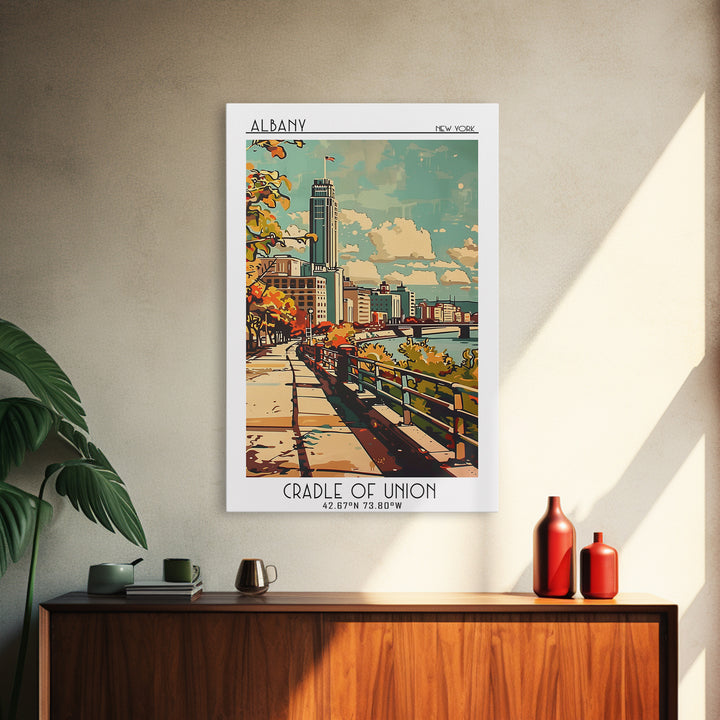 Albany New York Travel Poster, Canvas Print, Travel Wall Art, City Wall Art, Wanderlust Gift, Retro Travel Poster, Home Office Decor