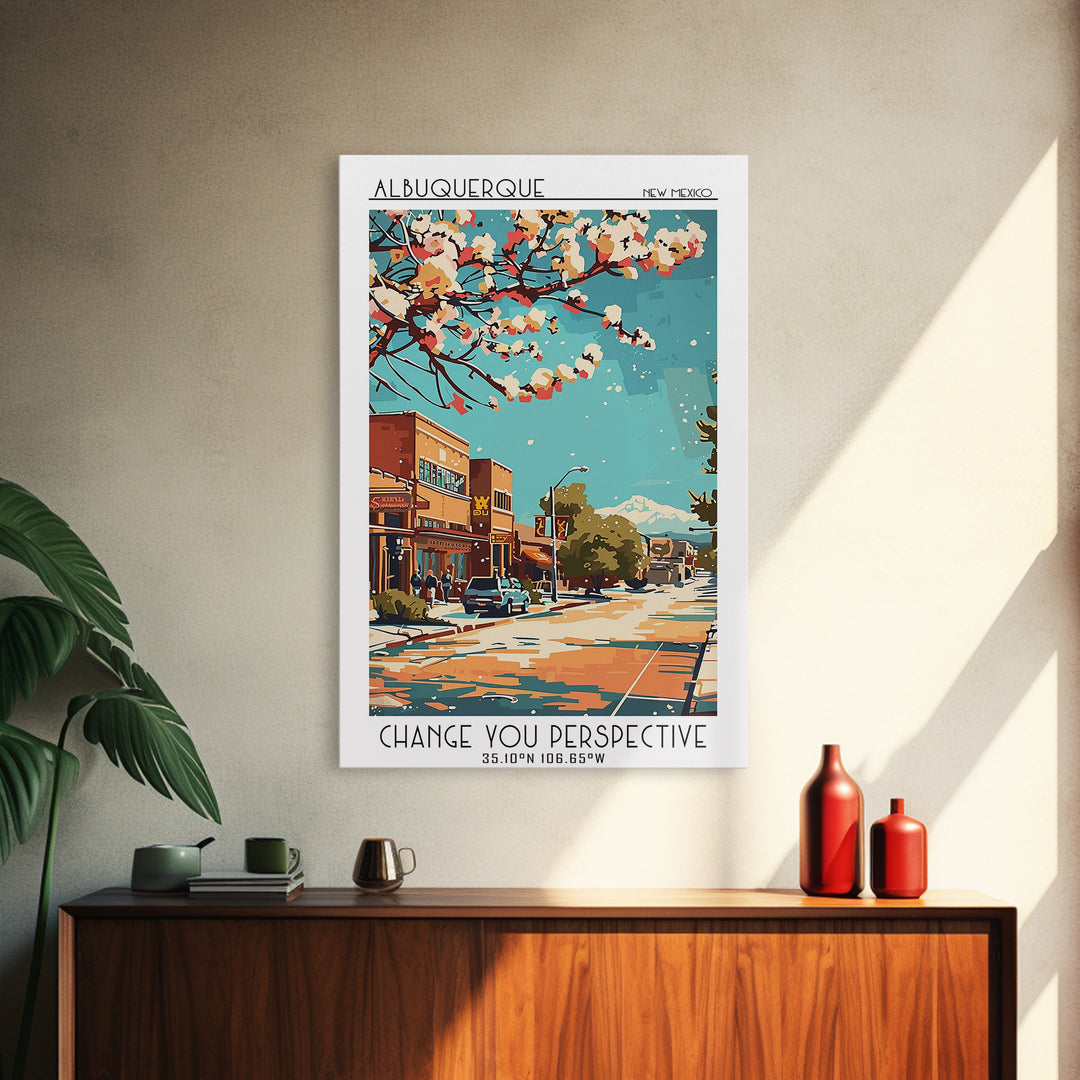 Albuquerque New Mexico Travel Poster, Canvas Print, Retro Wall Art, Travel Print, Travel Wall Art, Fine Art Print, Travel Wall Decor