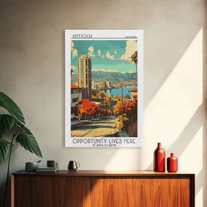 Antioch California Travel Poster, Framed Canvas Print, Travel Prints, Landscape Art, Travel Posters, Vintage Poster, Vintage Posters