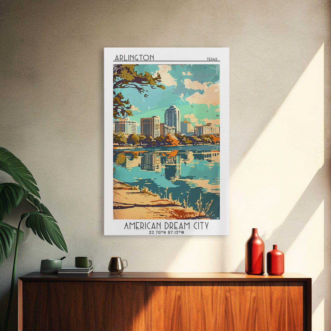 Arlington Travel Poster, Framed Canvas Print, City Travel Poster, Travel Wall Art, City Art Print, City Illustration, Vintage Poster