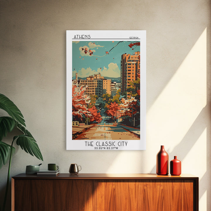 Athens Travel Poster, Framed Canvas Print, Travel Wall Decor, Minimalist Poster, City Wall Art, Travel Art Print, City Travel Poster
