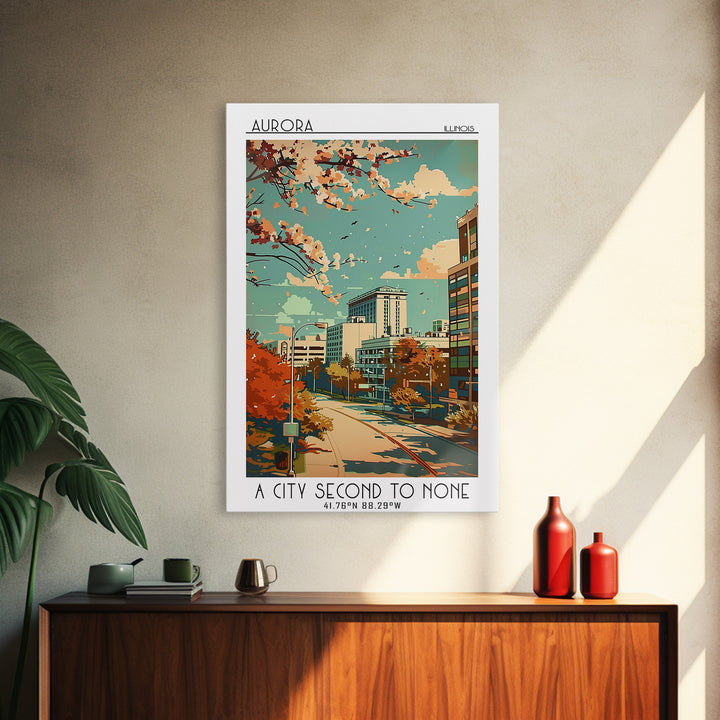 Aurora Illinois Travel Poster, Canvas Print, Vintage Travel Print, City Wall Art, City Travel Poster, Vintage Posters, Landscape Art