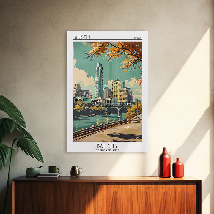 Austin Travel Poster, Canvas Print, Travel Wall Art, City Wall Art, Travel Decor, Poster Art, Travel Posters, Wall Art, Travel Print