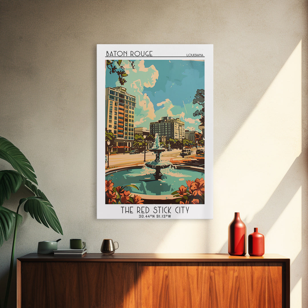 Baton Rouge Travel Poster, Framed Canvas Print, City Art Print, Travel Wall Art, Minimalist Poster, Travel Art Print, Fine Art Print